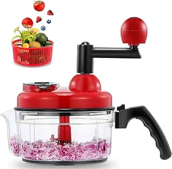 Manual Hand Mixer & Food Chopper – Multi-Function Rotary Blender for Vegetables, Garlic, Onion, Nuts, Salad & Salsa