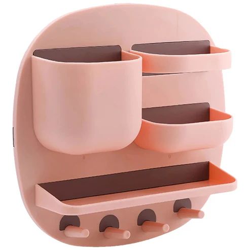 Wall Mounted Bathroom Organizer Shelf with Hooks – Space-Saving Floating Storage Rack for Towels & Bath Essentials