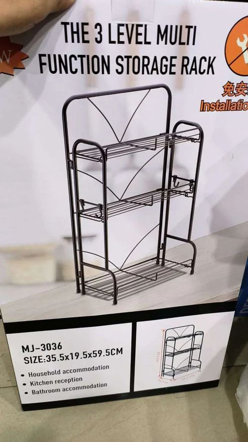 3-Tier Metal Storage Rack – Multi-Functional Organizer Stand for Kitchen, Bathroom & Home Use