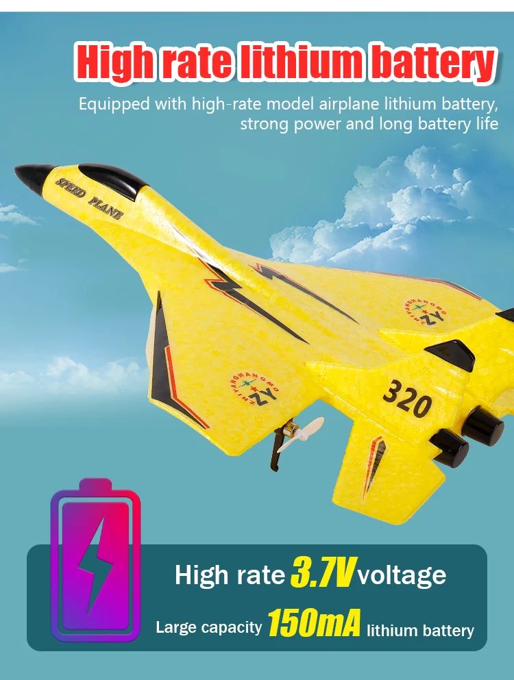 Glider RC Airplane P320 – Hand Throwing Fixed-Wing Fighter Jet Foam Aircraft for Kids & Beginners