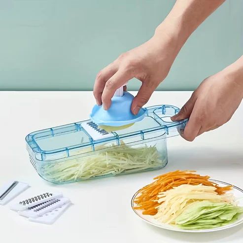 Multi-Functional Vegetable & Fruit Grater – Manual Kitchen Cutter with Container – Household Slicer & Potato Grater Tool