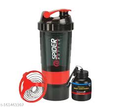 3 Layers Spider Bottle Protein Powder Shaker Cup Large Capacity for Body Building Exercise 500ml Gym Protein Shaker Cup Powder Storage Container Sports Wire Shaker Cup with Water Bottles Ball Cups