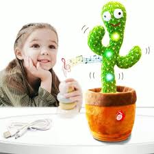 Interactive Dancing Cactus Talking Toy – Singing, Repeating, LED Light Plush Educational Toy for Toddlers, Kids & Babies