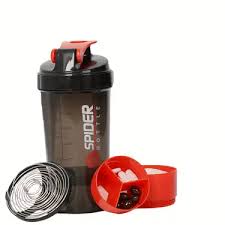 3 Layers Spider Bottle Protein Powder Shaker Cup Large Capacity for Body Building Exercise 500ml Gym Protein Shaker Cup Powder Storage Container Sports Wire Shaker Cup with Water Bottles Ball Cups